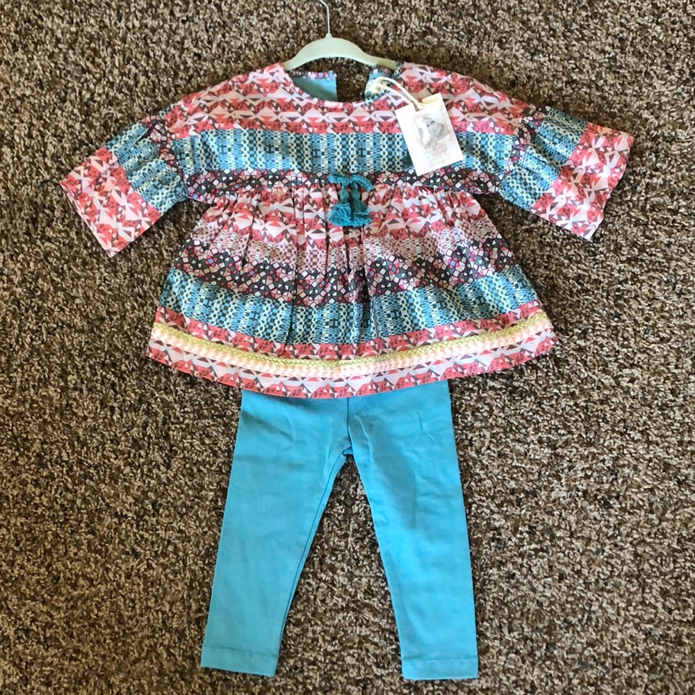 NWT 12M girls gypsy boho tunic and pants set